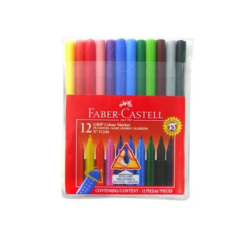 Estuche con 12 marcadores plumones de colores en forma de crayola